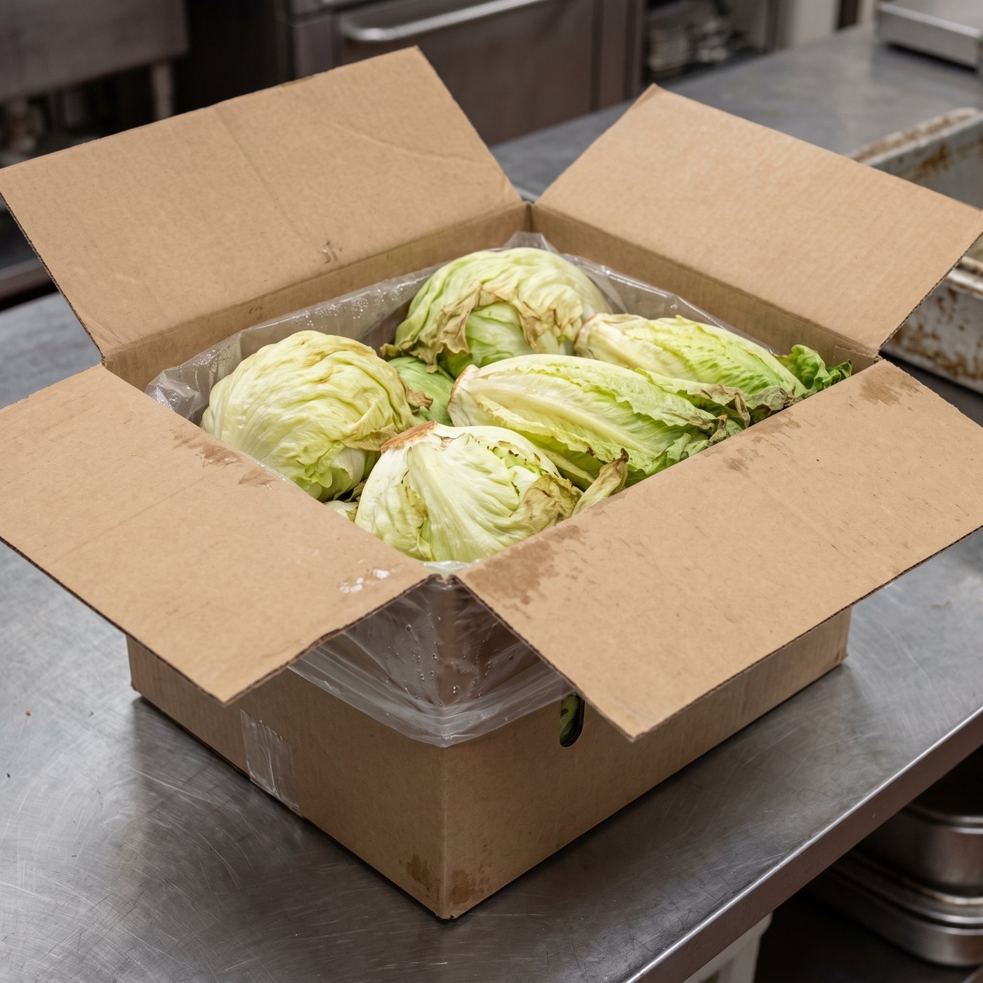 Wilted lettuce on arrival, after days in transit